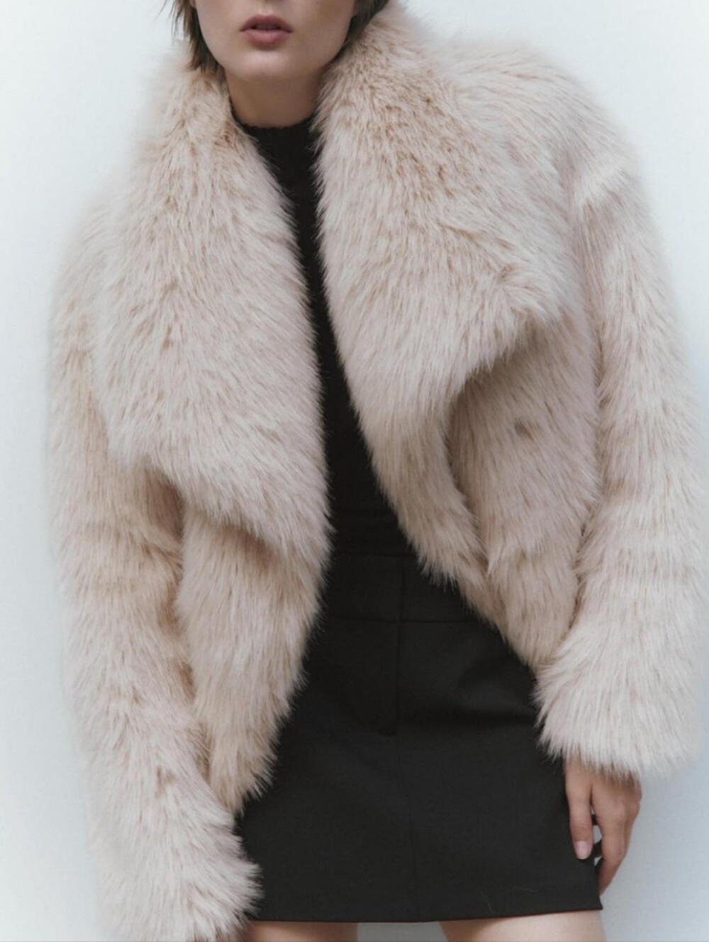 Zara Faux Fur Coat in Cream Size L - Picture 11 of 13